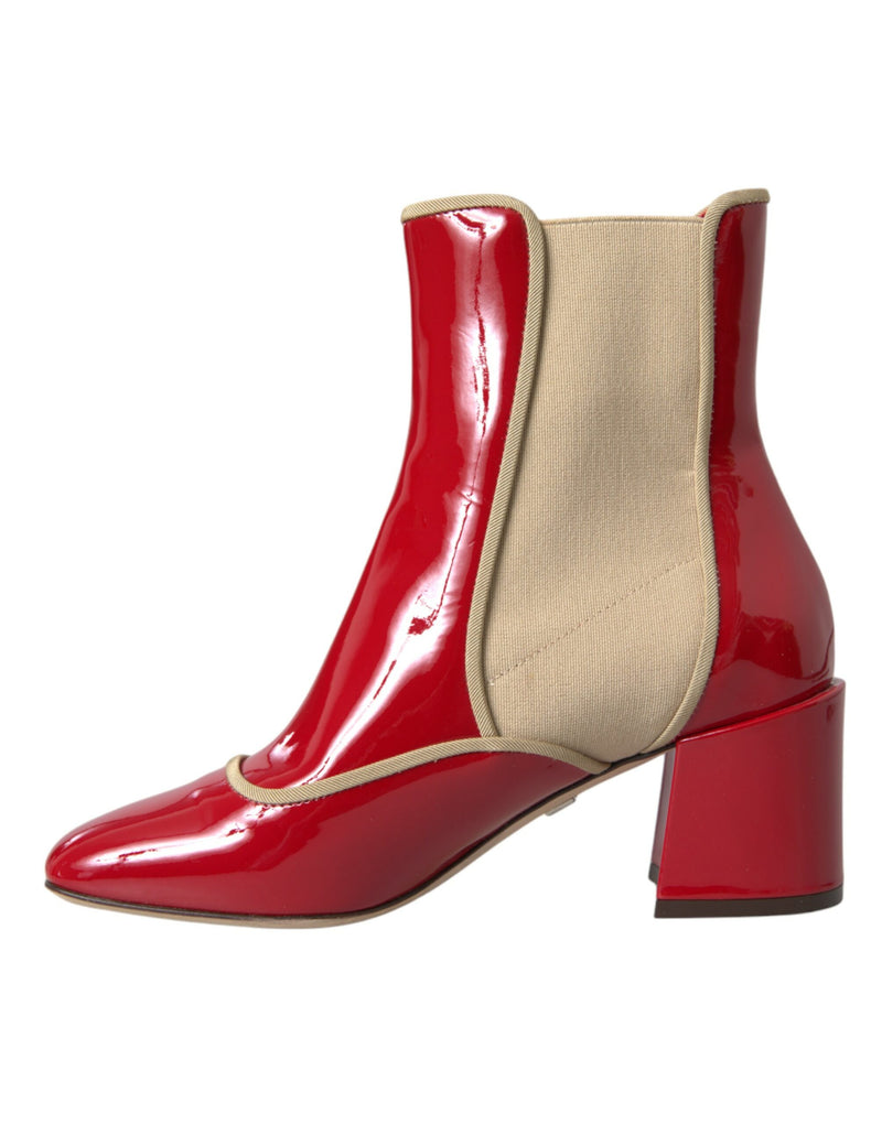 Rouge en cuir rouge beige embelli les chaussures de bouts de veau