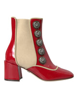 Rouge en cuir rouge beige embelli les chaussures de bouts de veau