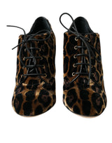 Braune Leoparden Haare Schnürstiefel Schuhe