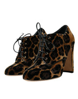 Capelli leopardati marroni allacciati scarpe da booties