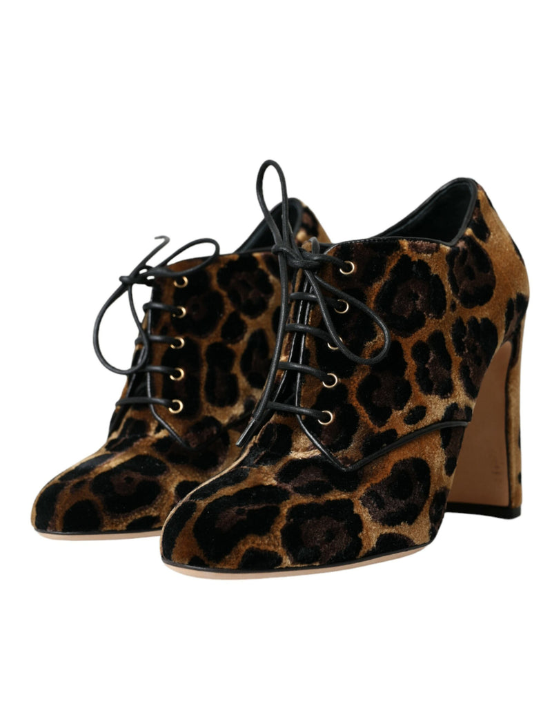 Zapatos de encaje de cabello marrón leopardo