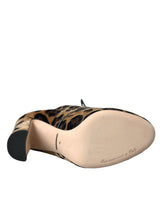 Capelli leopardati marroni allacciati scarpe da booties