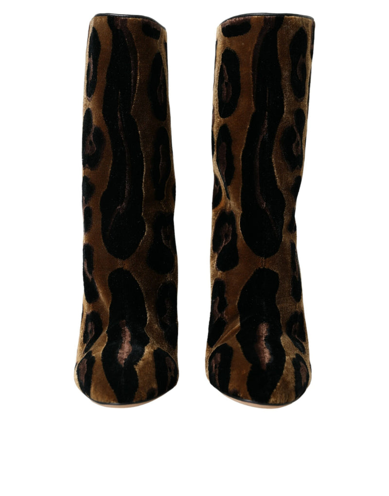 Braune Giraffe Leder Mid Calf Stiefel Schuhe