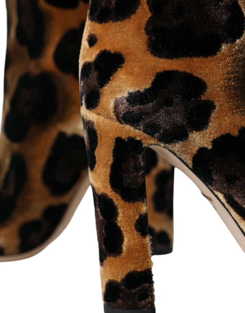 Braune Giraffe Leder Mid Calf Stiefel Schuhe