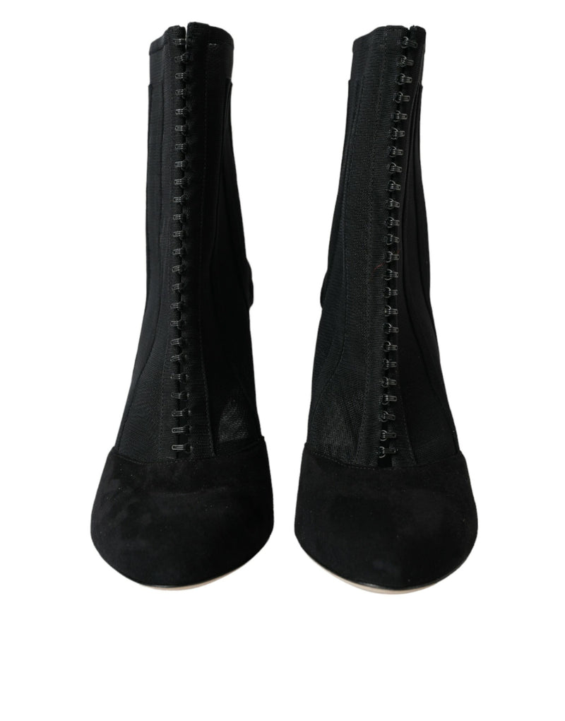 Black Mesh Stiletto Heels Boots Boots