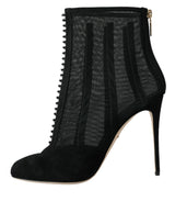 Black Mesh Stiletto Heels Boots Boots