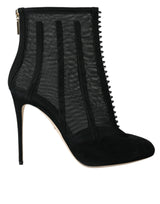 Black Mesh Stiletto Heels Boots Boots