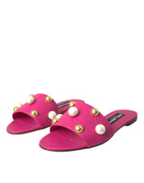 Rosa verzierte Lederflats Sandalen Schuhe