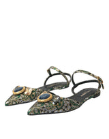 Multicolor Jacquard Crystal Slingback Sandals Schuhe