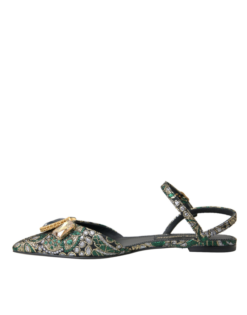 Multicolor Jacquard Crystal Slingback Sandals Chaussures