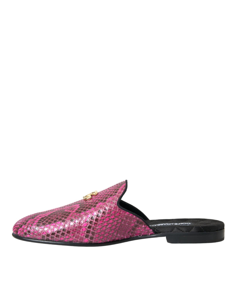 Fuchsia Python Logo Mule Sandals Plat Sandals Chaussures