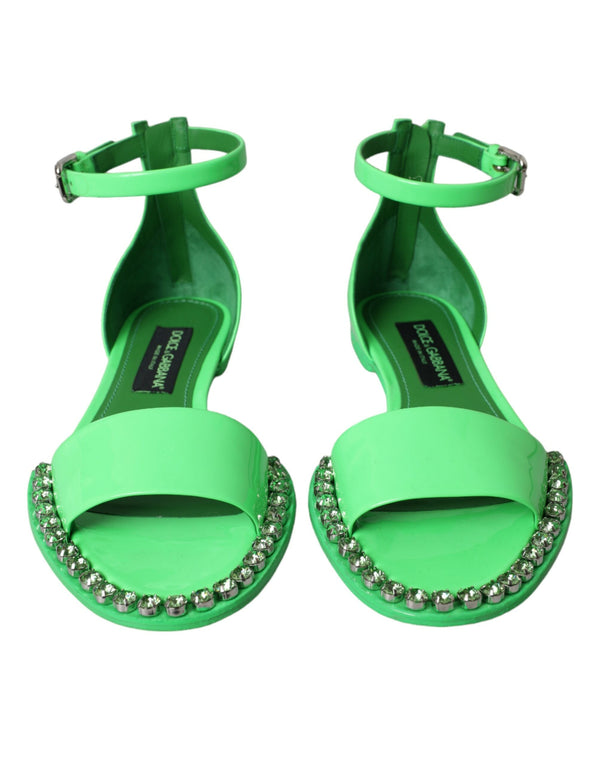 Chaussures de sandales de sangle à la cheville en cristal vert néon