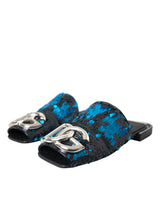 Blaues Pailletten -Logo gleitet Sandalen Schuhe