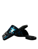 Blaues Pailletten -Logo gleitet Sandalen Schuhe