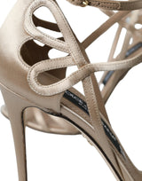 Beige Leder Riemchen Heels Sandalen Schuhe