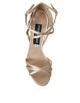 Beige Leder Riemchen Heels Sandalen Schuhe