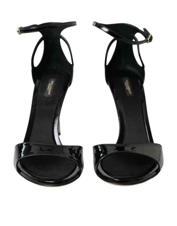 Schwarze Keira Leder Heels Sandalen Schuhe