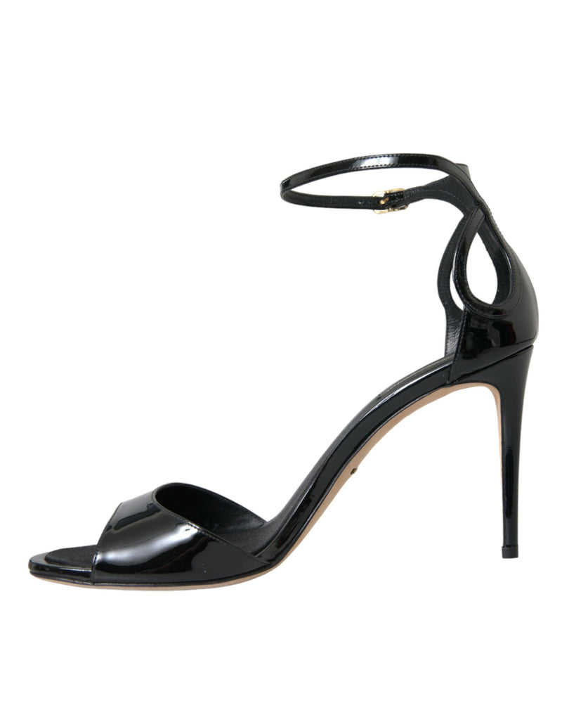 Schwarze Keira Leder Heels Sandalen Schuhe