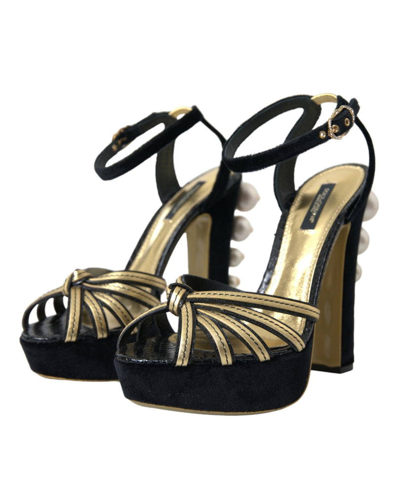 Talons embellis en or noir chaussures sandales