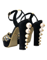 Talons embellis en or noir chaussures sandales