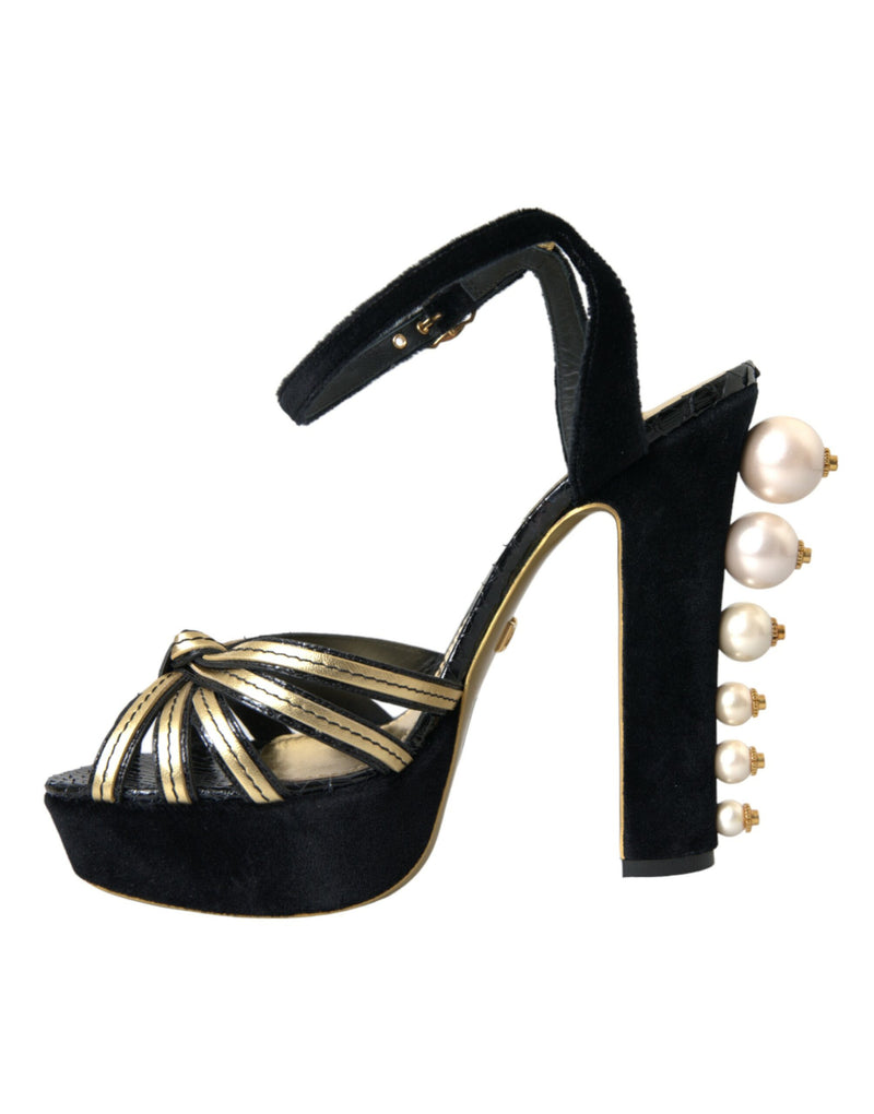 Talons embellis en or noir chaussures sandales