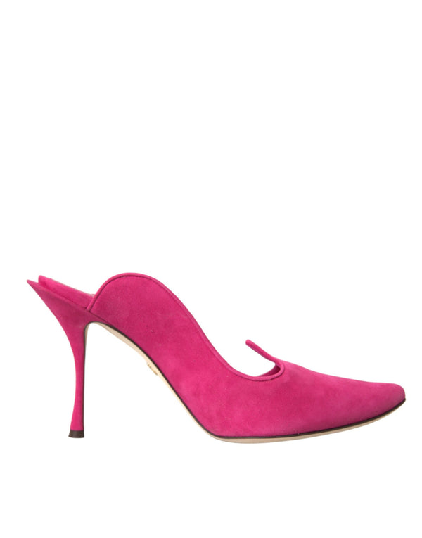 Scarpe sandali per muli in pelle in pelle scamosciata fucsia