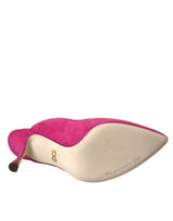 Chaussures de sandales mules en cuir en cuir en daim fuchsia