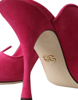 Scarpe sandali per muli in pelle in pelle scamosciata fucsia