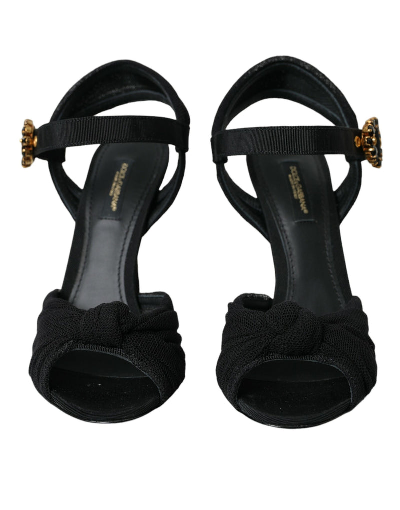 Schwarze Wildleder -Absätze Sandalen Schuhe