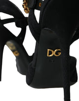 Talons embellis en daim noir chaussures sandales