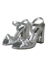 Silber Lambleder Leder Heels Sandalen Schuhe