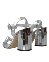 Silber Lambleder Leder Heels Sandalen Schuhe