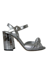 Silber Lambleder Leder Heels Sandalen Schuhe