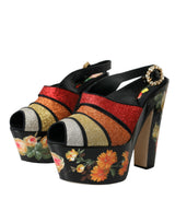 Scarpe sandali a cristallo floreale multicolore