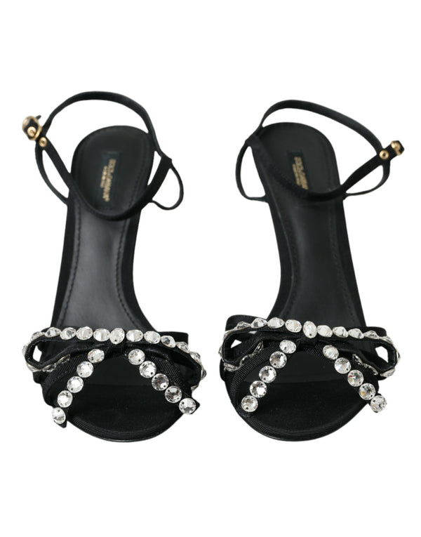 Viscose noir Crystal Bow talons Sandals Chaussures