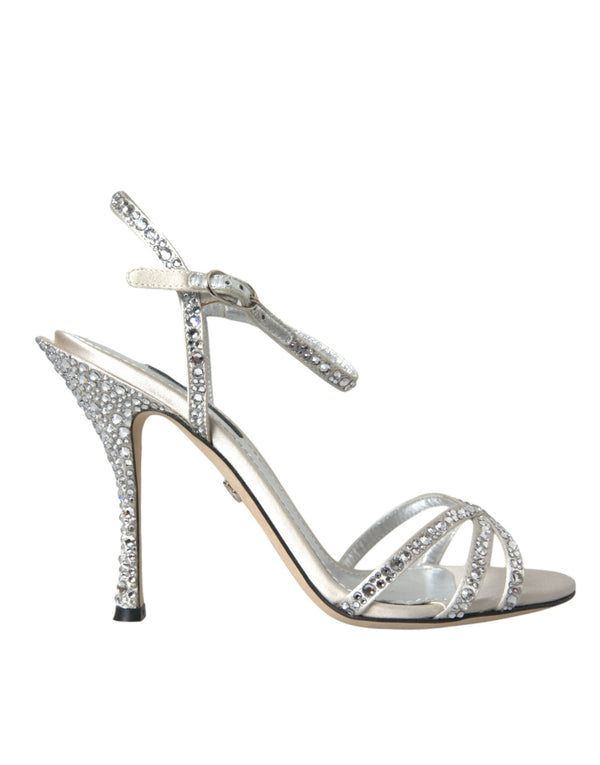 Viscose en argent Crystal Heels Sandals Chaussures