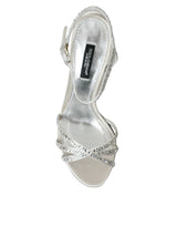 Viscose en argent Crystal Heels Sandals Chaussures