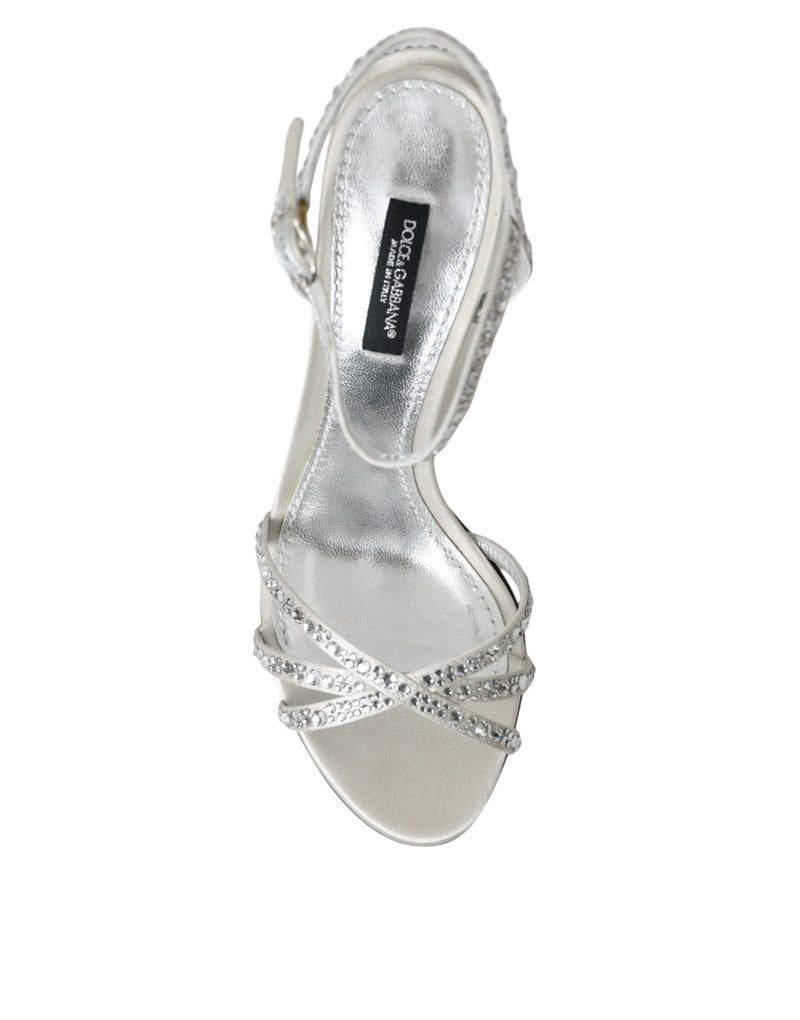 Sandalias de tacones de cristal de viscosa de plata zapatos