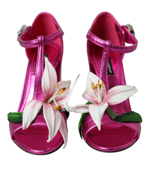 Rosa Lederkristalle Blumensandalen Schuhe