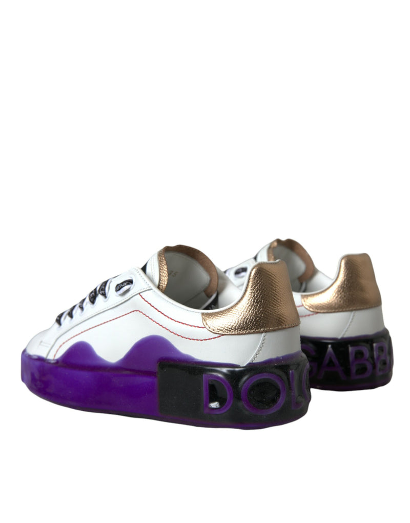 Weiße Leder Portofino Low Top Sneakers Schuhe