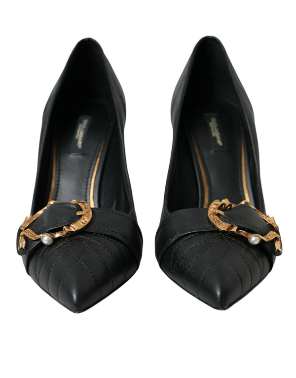 Black Devotion en cuir talons pompes chaussures