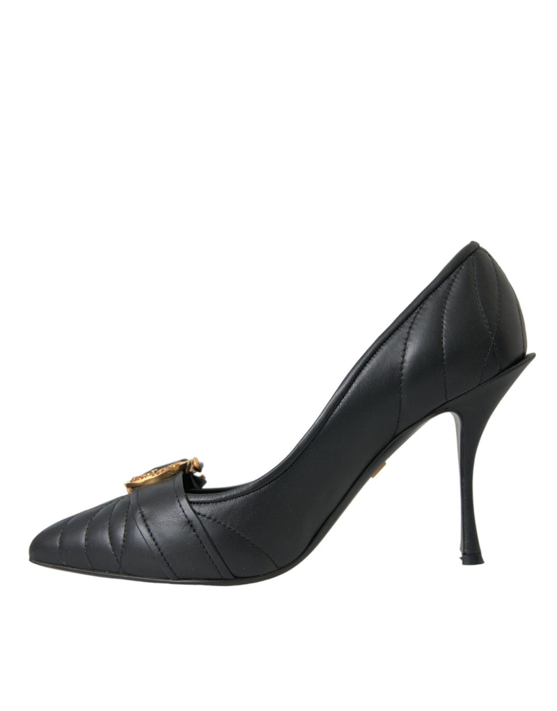 Schwarze Hingabe Leder Heels pumpt Schuhe