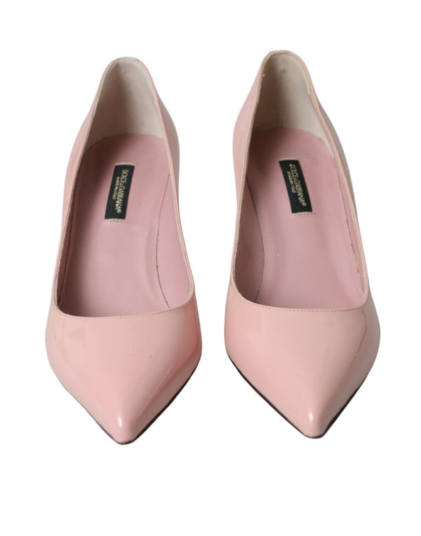 Talons en cuir breveté rose clair pompes chaussures