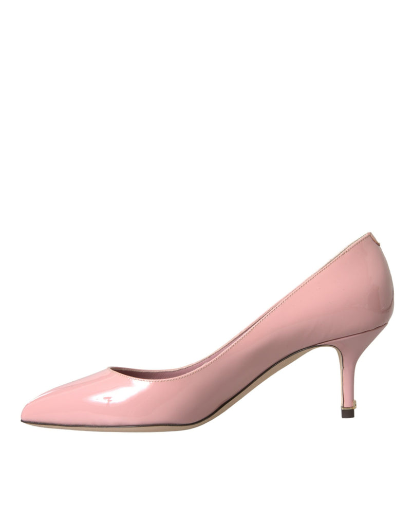 Talons en cuir breveté rose clair pompes chaussures