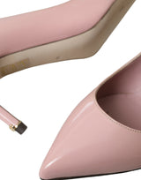 Talons en cuir breveté rose clair pompes chaussures