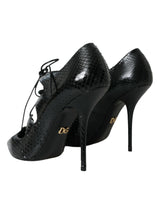 Cuir Python noir Mary Jane Pumps Chaussures