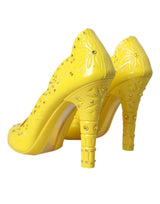 Gelbe Kristall Cinderella Heels pumpt Schuhe