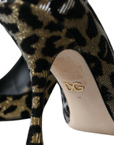 Schwarz Gold Leopard Lurex Heels pumpt Schuhe