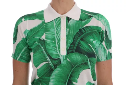 T-shirt de polo en soie imprimé de banane verte