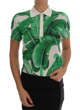 T-shirt de polo en soie imprimé de banane verte